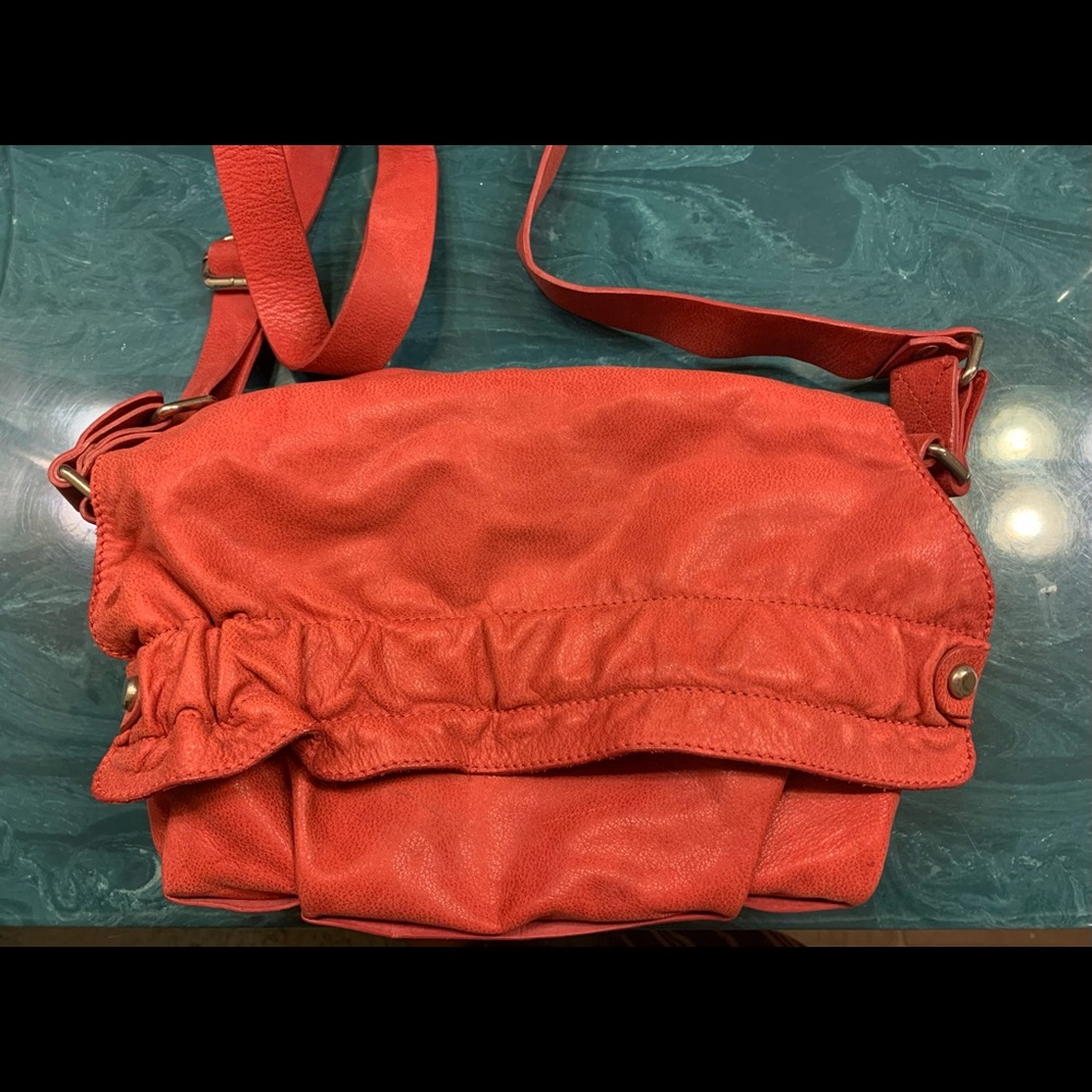 ByBios red Italian leather crossbody bag